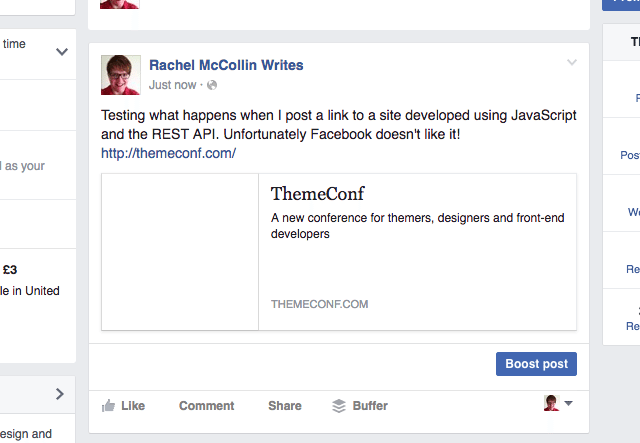 a link to themeconf on Facebook shows no image