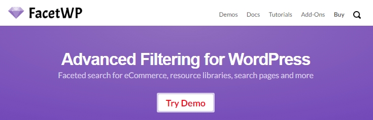 screenshot of facet wp website