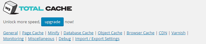 screenshot of general settings links