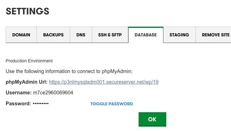 GoDaddy site management