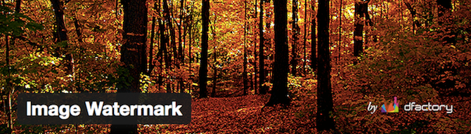 Add watermarks to your images with the aptly named Image Watermark plugin.