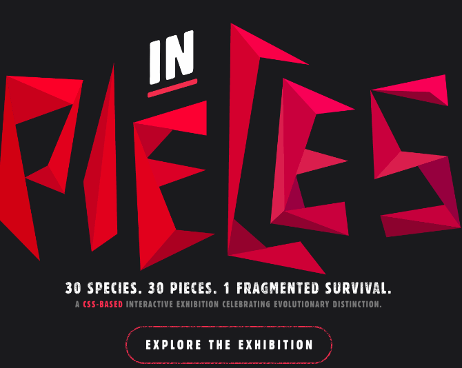 In Pieces is an interactive exhibition turned study into 30 of the world's most interesting but unfortunately endangered species.