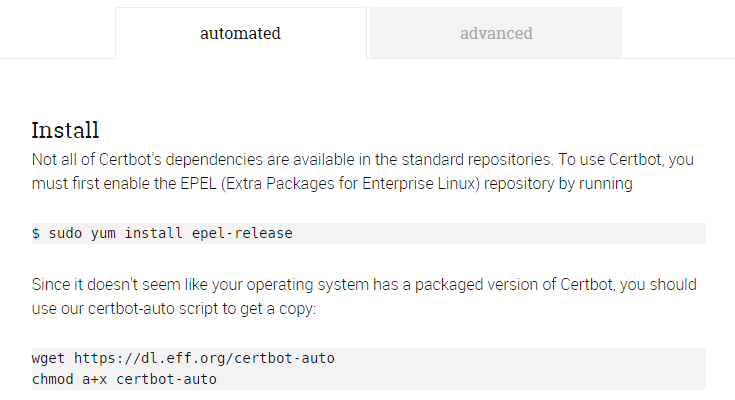 The Certbot instructions for Apache and CentOS/RHEL 6.