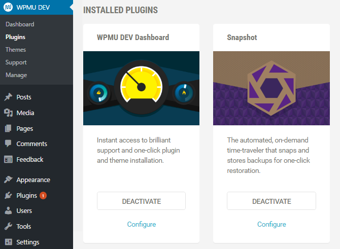 Install the WPMU Dashboard and Snapshot