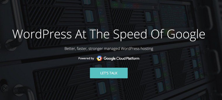 The Kinsta home page directs users to its contact page with a CTA. Talk? I just want to sign up!