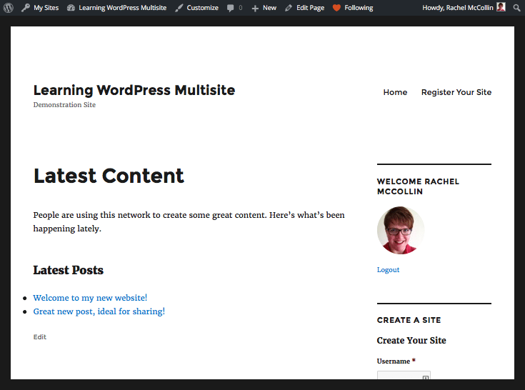 The Latest Content page in the front-end of the main site