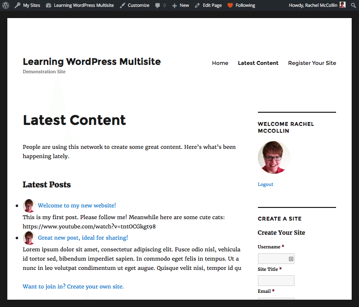 The Latest Content page in the front-end of the main site