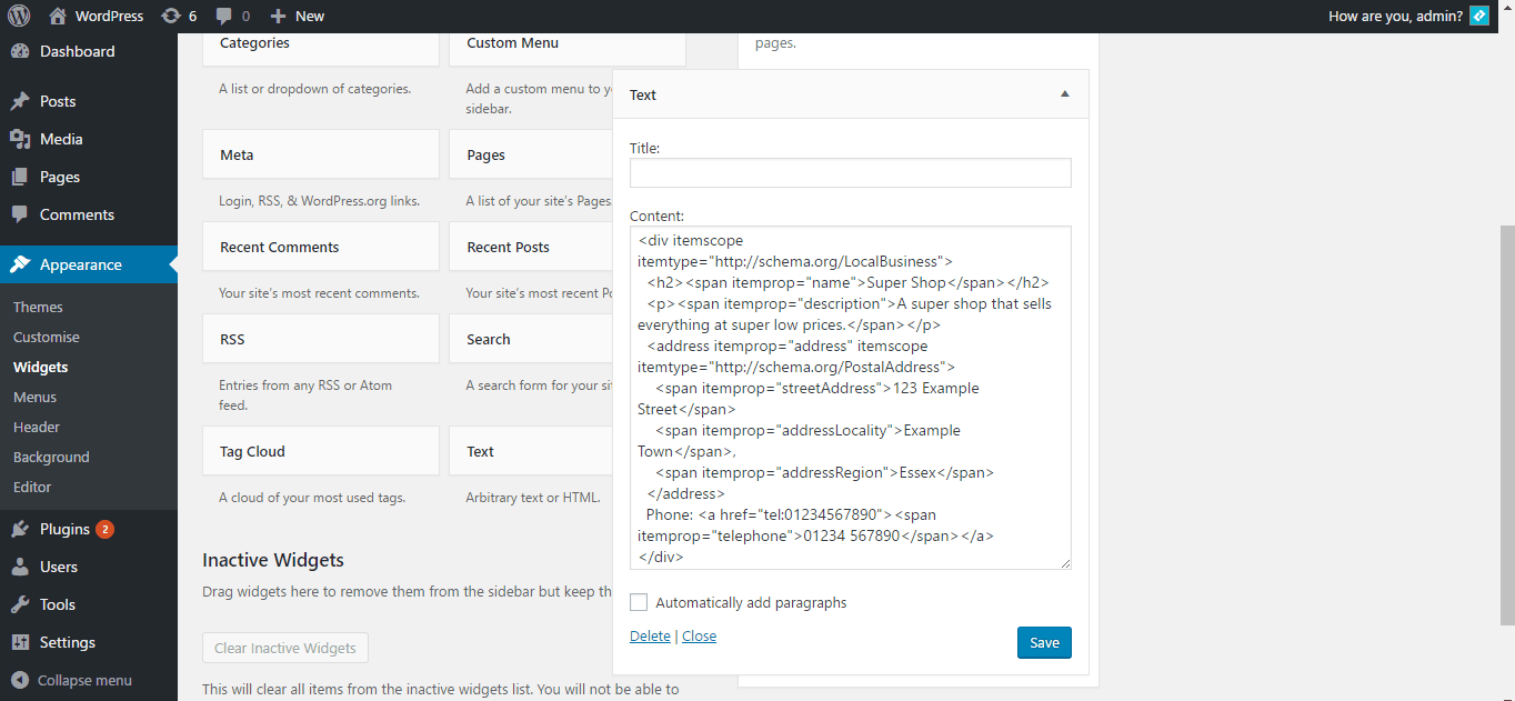 Updating contact information.