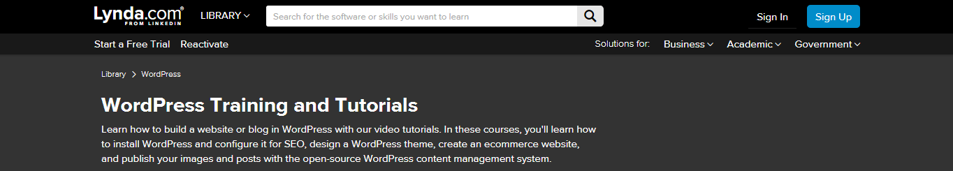 lynda.com website screenshot