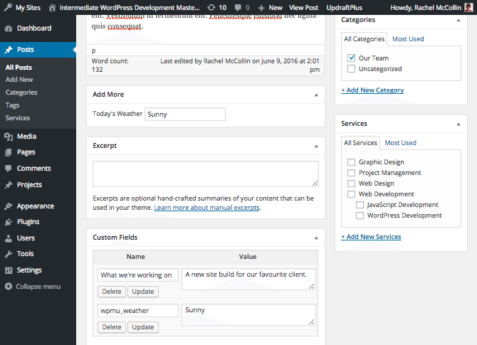 Post metabox with a value added
