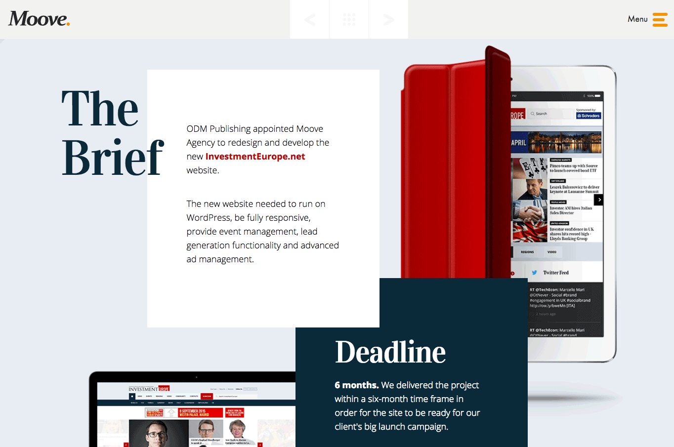 Moove's casey for its work redesigning the new investmentEurope.net website is in-depth.