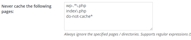 screenshot of page cache menu in w3tc