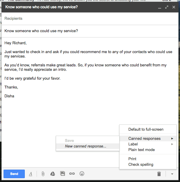Adding a new canned response.