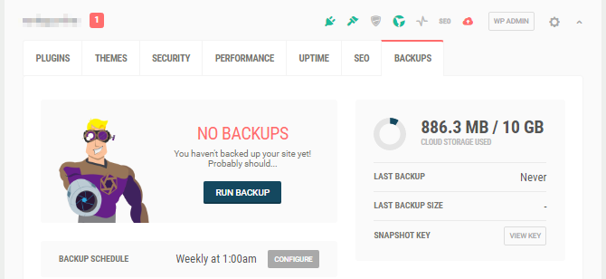If you don't have any backups, the Hub will let you know.