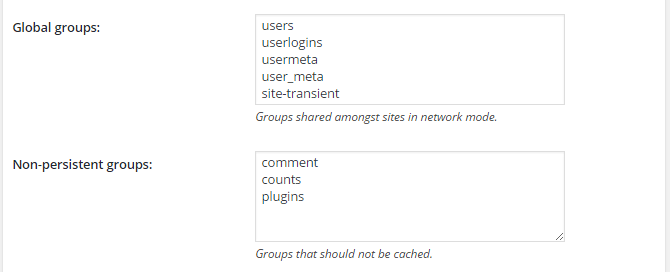 screenshot of advanced section of object menu in w3tc