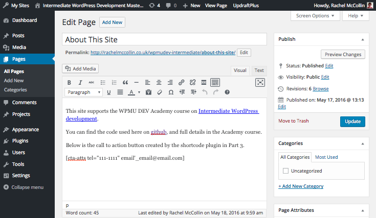 Editing categories when adding a page