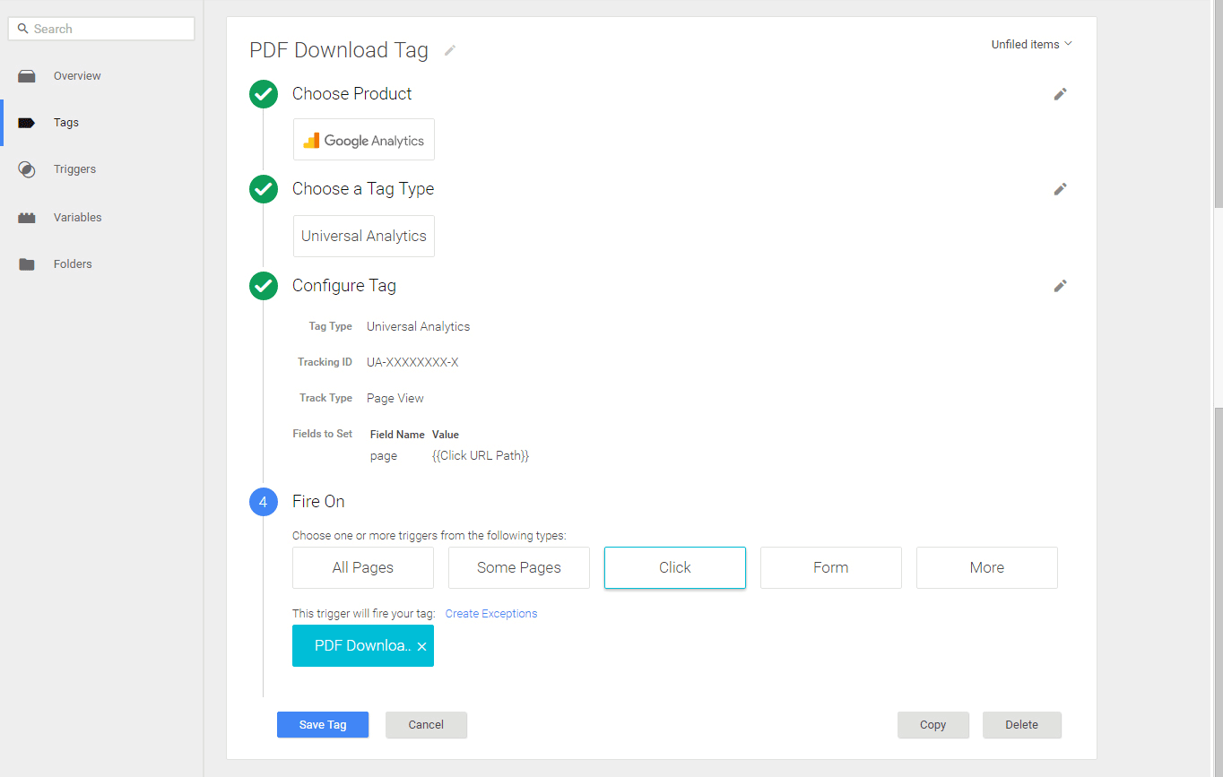 Finally, creating a PDF download tag.