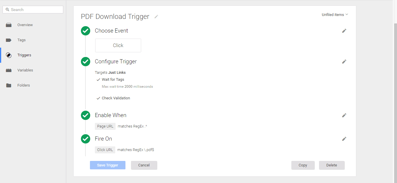Creating a PDF download trigger.