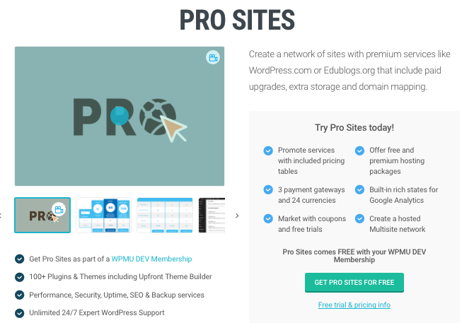 Pro Sites makes it easy for you to monetise a Multisite network