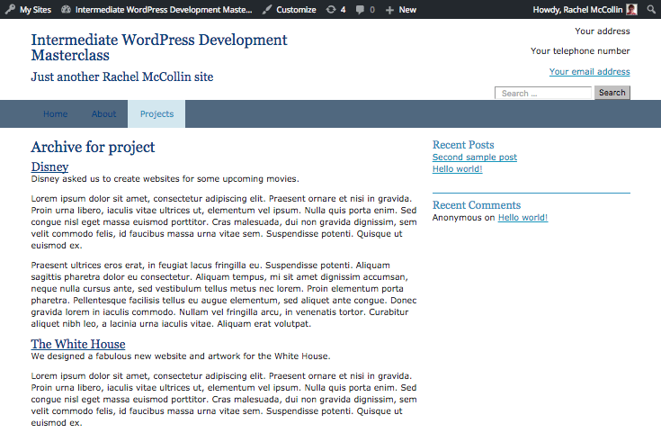 The projects archive