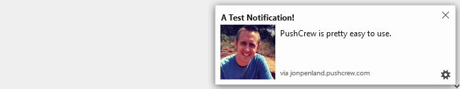 screenshot of pushcrew notification