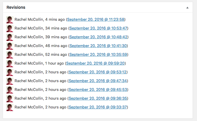 Post revisions metabox
