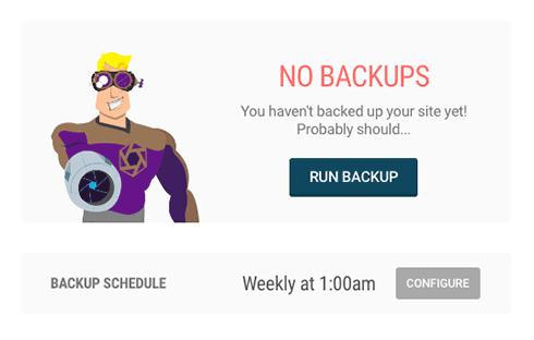 The managed backups dashboard.