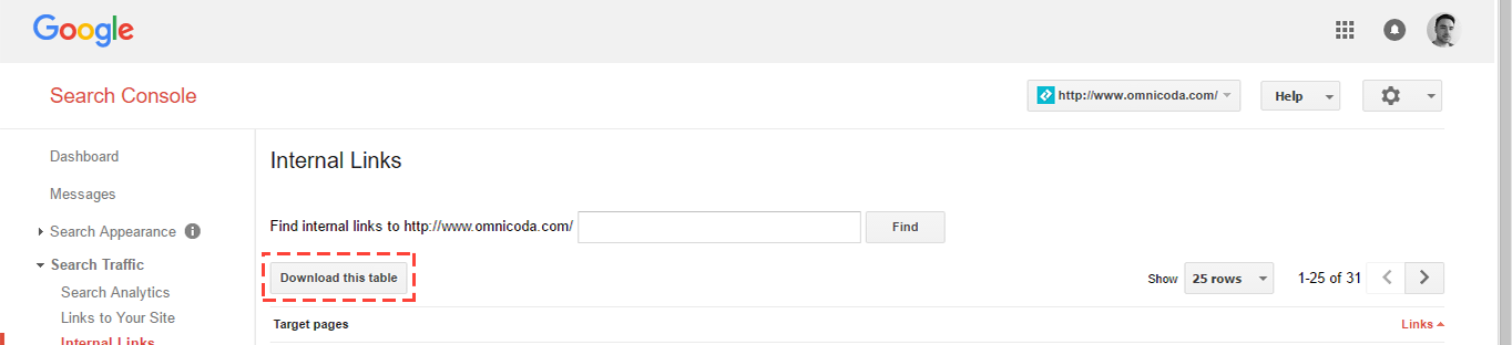 Search Console Internal Links download.