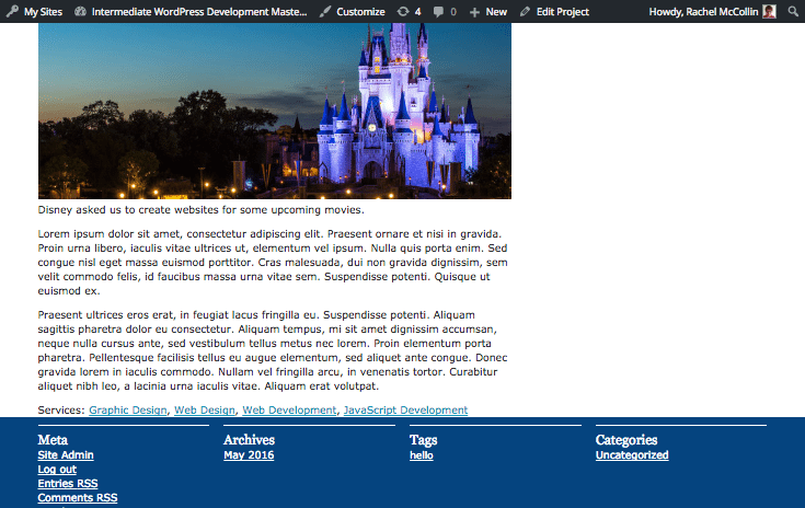 project with a list of applicable services