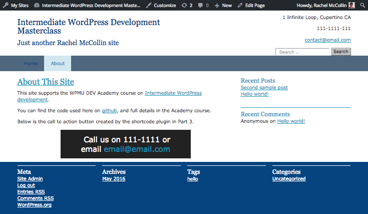 the call to action box in the front-end of our site
