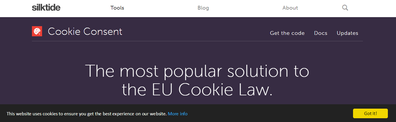 screenshot of cookie consent notice at silktide