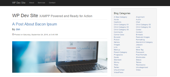 Screenshot showing the category list sidebar widget in the Simple Blog Post theme.