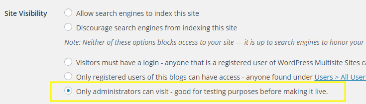 privacy options with multisite privacy installed