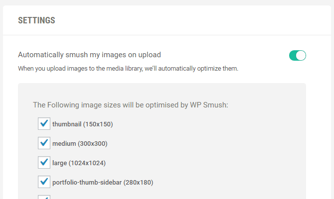 You can automatically smush images and set only certain sized images to be smushed.