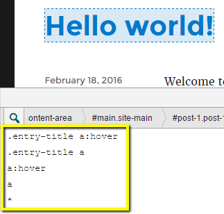 The plugin suggests selectors when you click on any element on the page