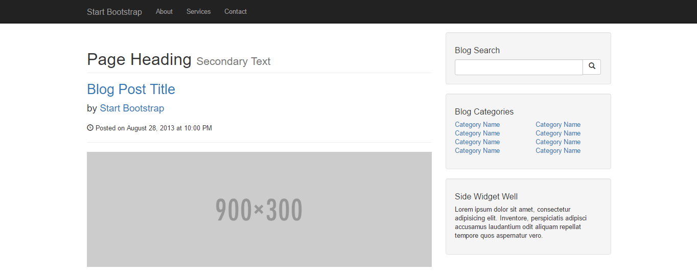 screenshot of the blog home template by startup bootstrap