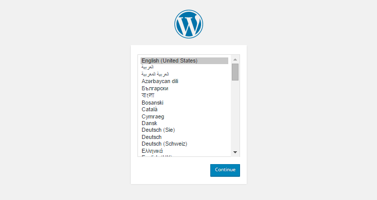 Choose the language you want to use WordPress in.