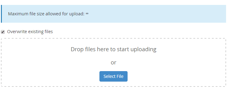 The cPanel upload page.