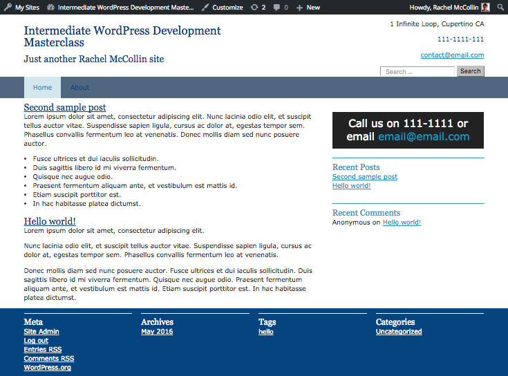 the widget on the front end of the site