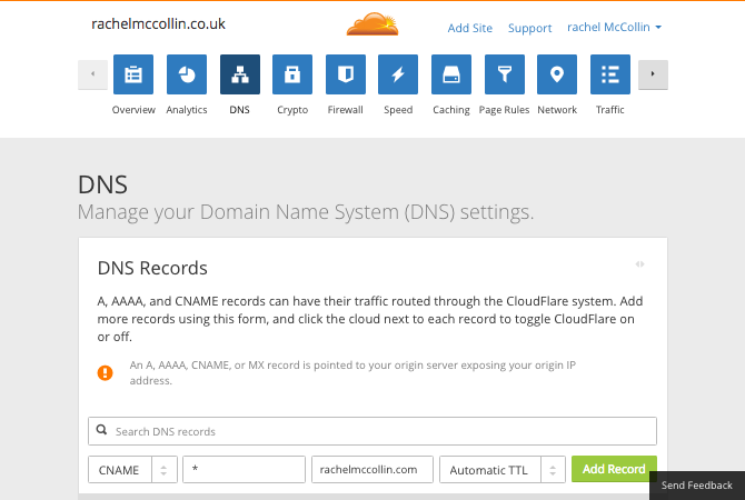 Adding a wildcard subdomain in Cloudflare