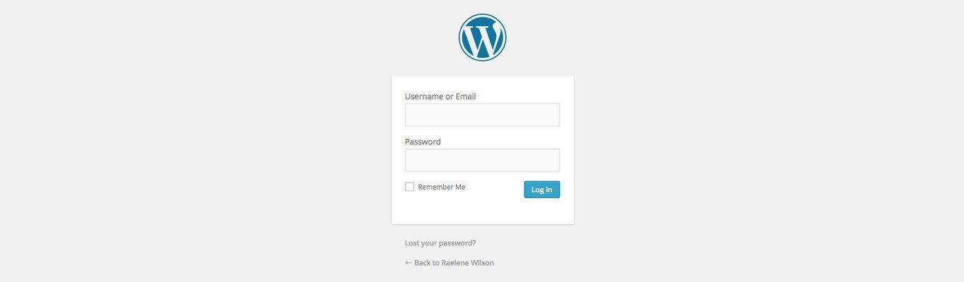 The WordPress backend login form.