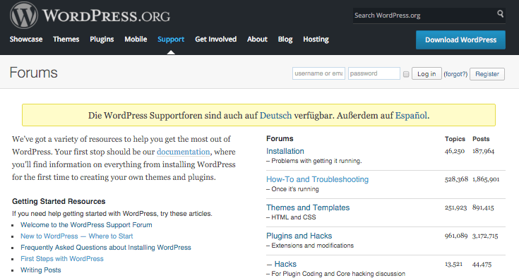 bbPress in action on WordPress.org