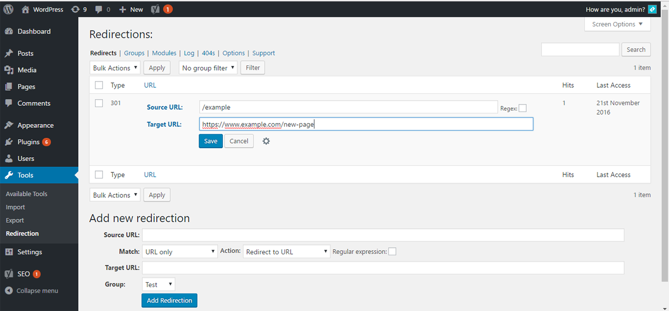 WordPress Redirection plugin.