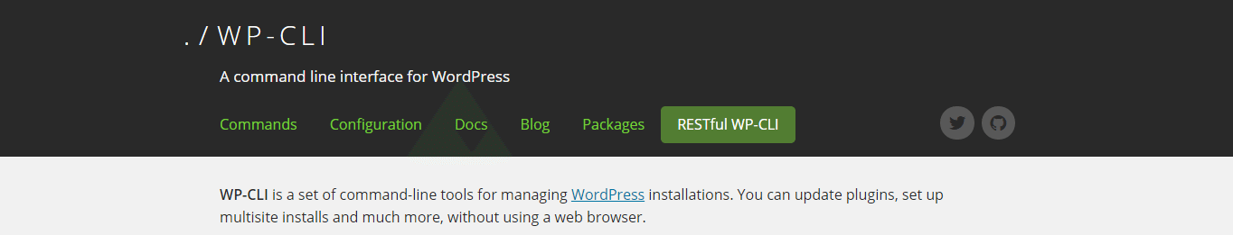 wp-cli website screenshot