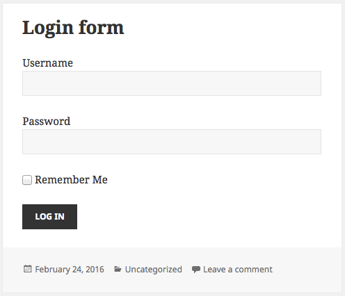 wp login form
