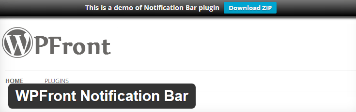WPFront Notification Bar plugin screenshot