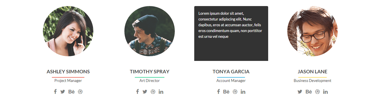 The Zerif Lite Theme includes a staff profiles feature.